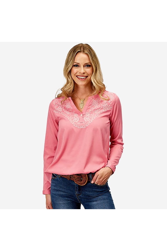 Womens Roper Pink Crepe Top M