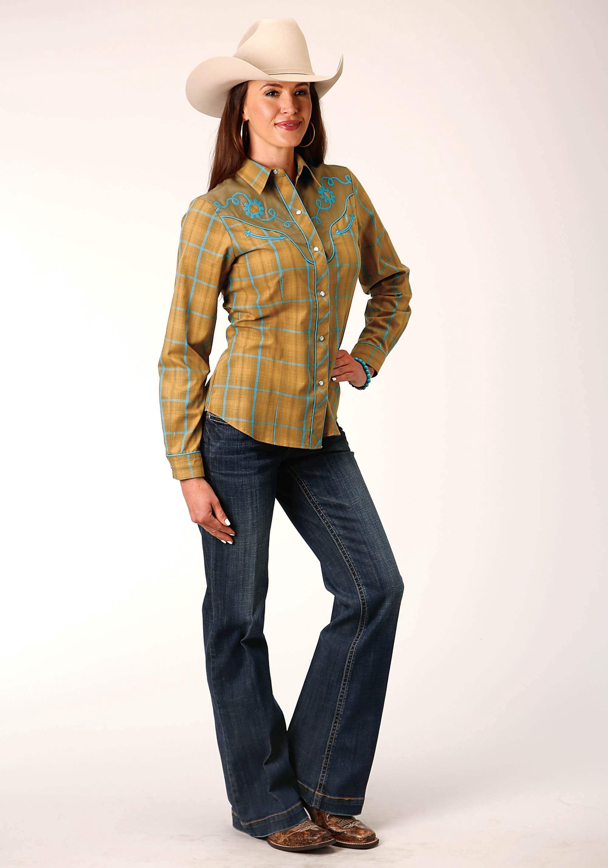 Sparkle Ladies Turquoise Leather Look Western Shirt