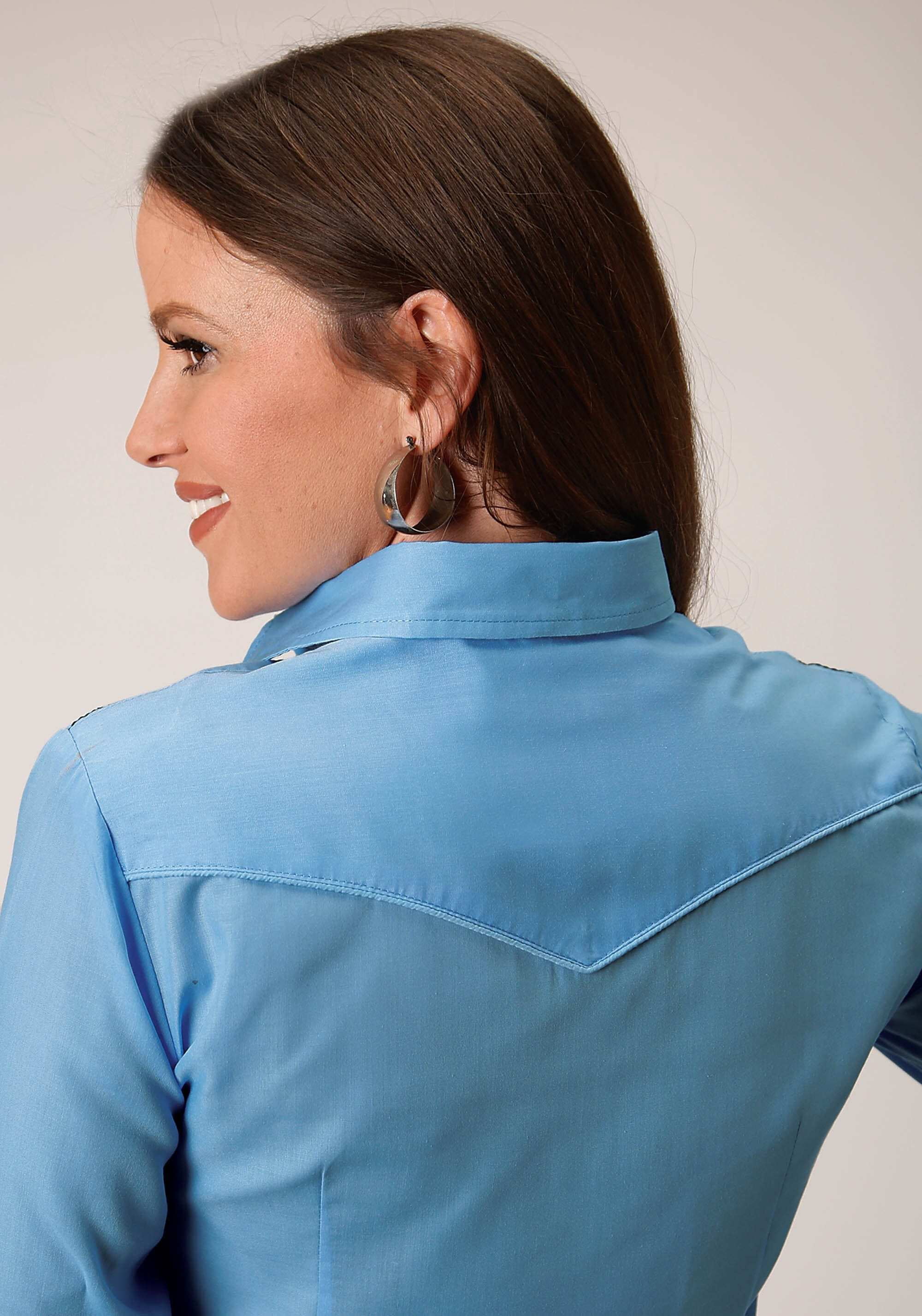 Womens Blue Long Sleeve Western Shirt 44206