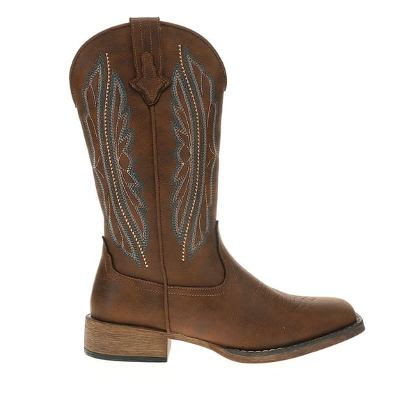 Roper Womens Loretta Embroidered Square Toe Pull On Cowboy  Mid Calf Boots