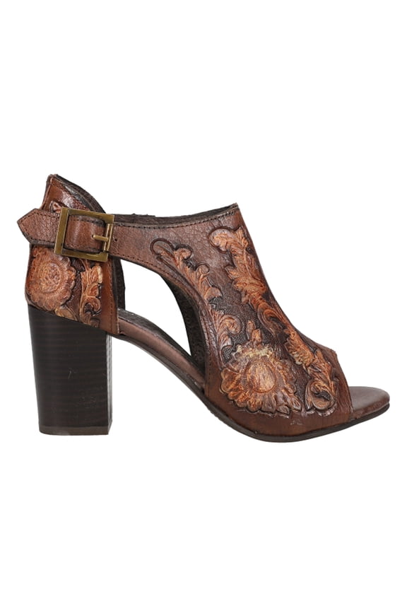 Womens Mika Floral Embossed Peep Toe Shootie Pumps Dress Casual Shoes