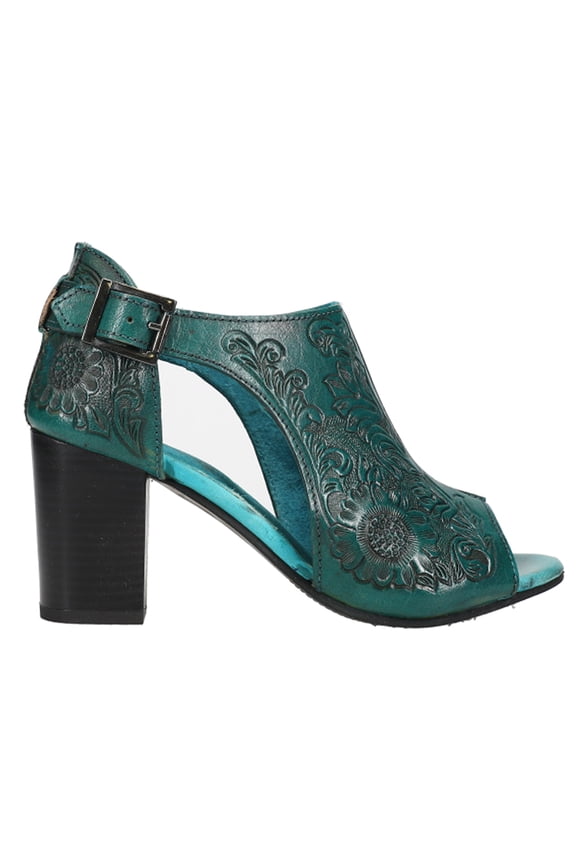 Womens Mika Floral Embossed Block Heel Casual Shoes
