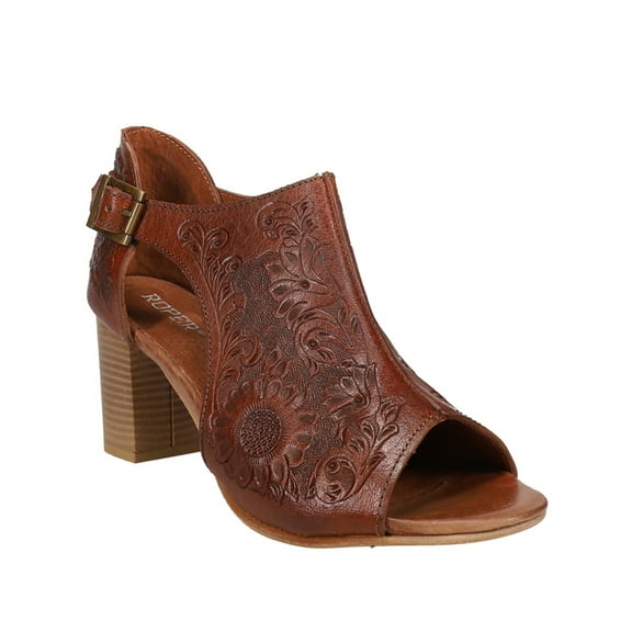 Roper Womens Mika Floral Embossed Closed Back Block Heel Pumps Dress Casual