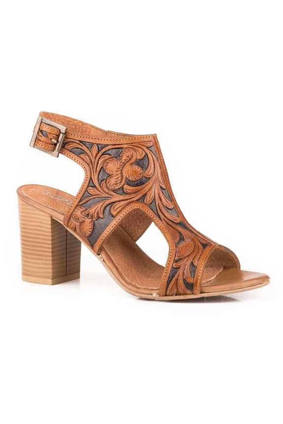 Footwear Womens Roper Mika Tan Tooled Heel Large Multicoloured