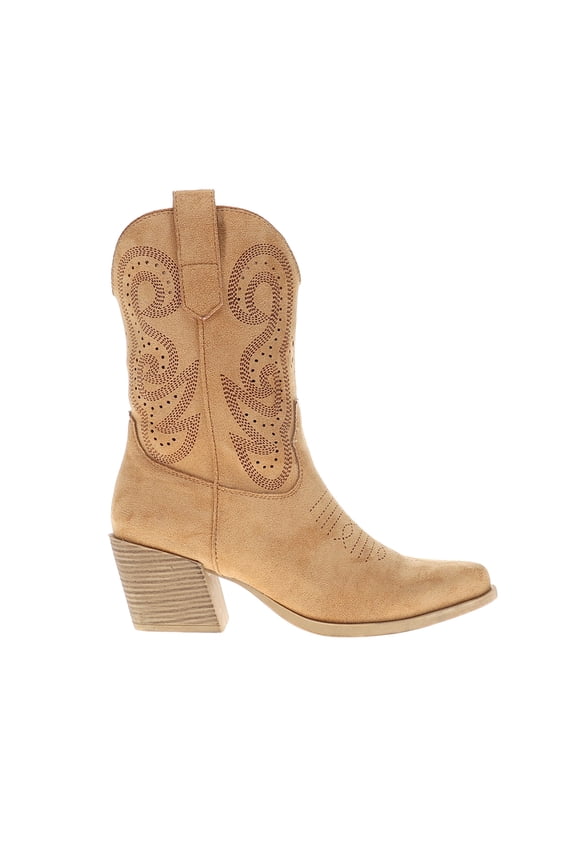 Womens Miranda Embroidered Pointed Toe Pull On Cowboy Ankle Boots