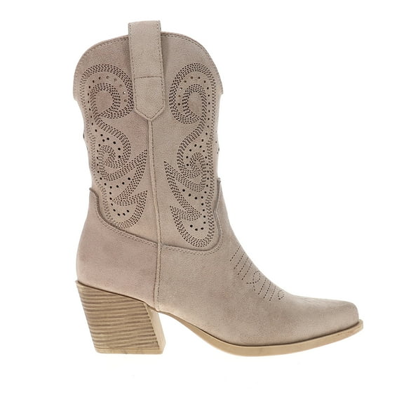 Roper Womens Miranda Embroidered Round Toe Pull On Cowboy Ankle Boots