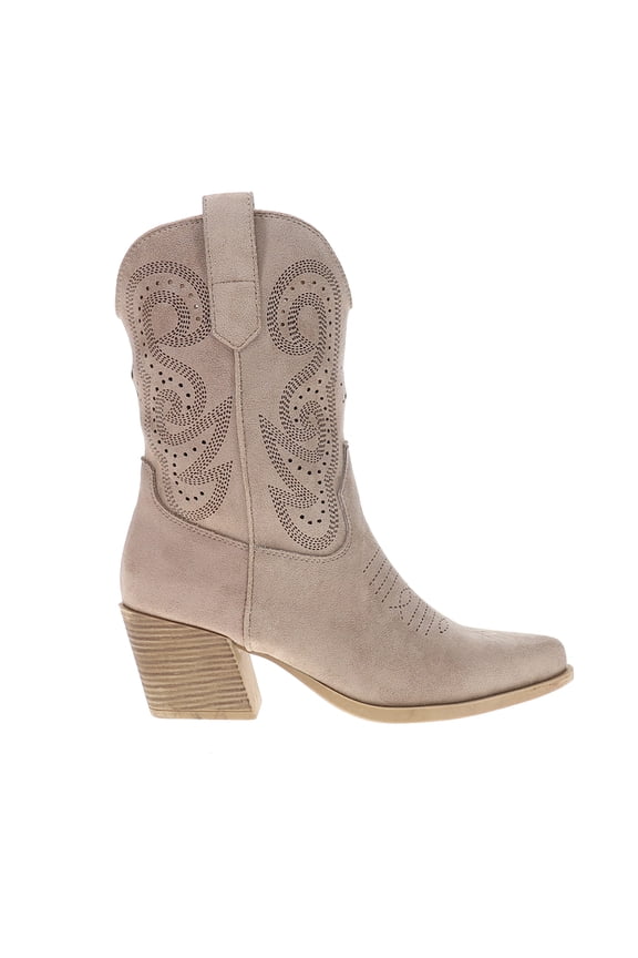 Womens Miranda Embroidered Round Toe Pull On Cowboy Ankle Boots