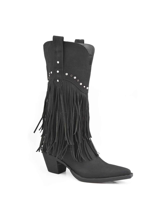 Womens Oakley Studded Pointed Toe Cowboy  Mid Calf Boots