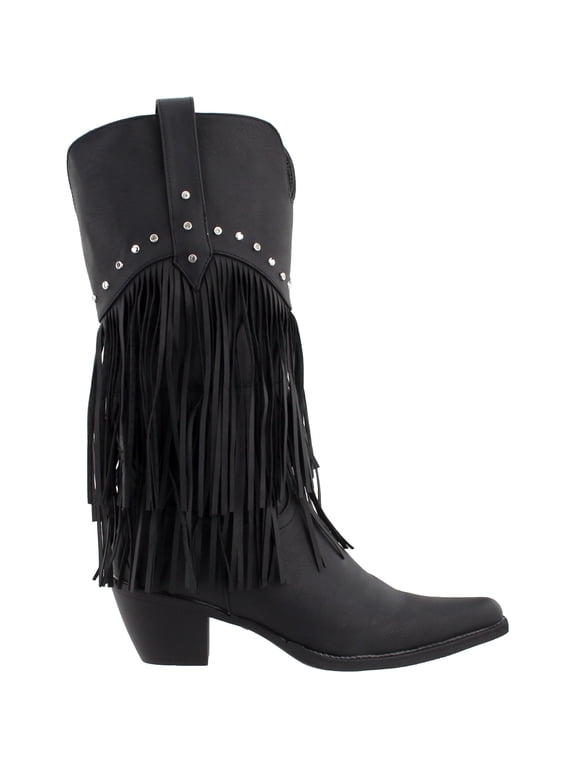 Womens Oakley Studded Pointed Toe Cowboy Mid Calf Boots