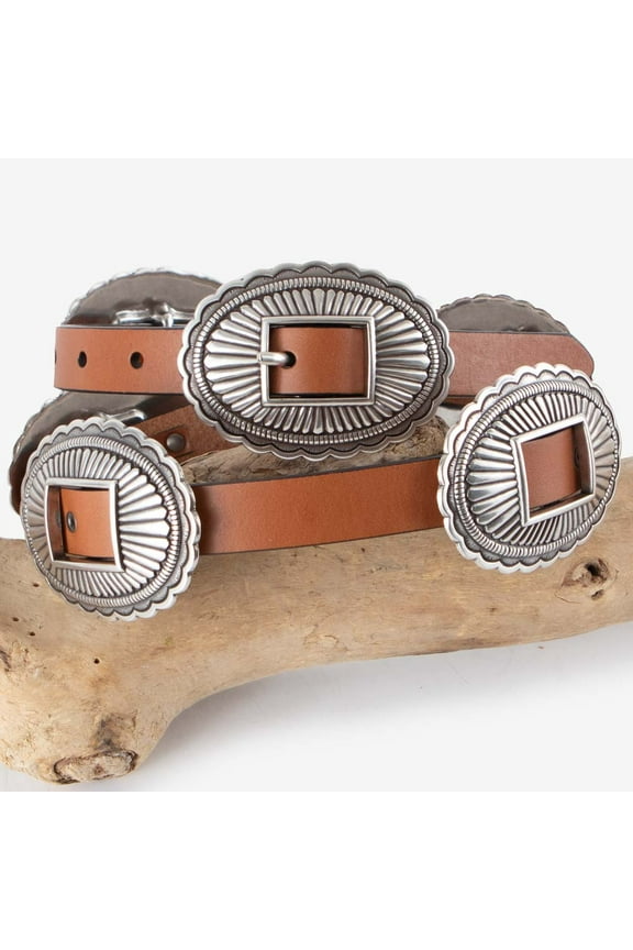 Cognac Conchos Leather - Accessories Belt Ladies - 8861790-233