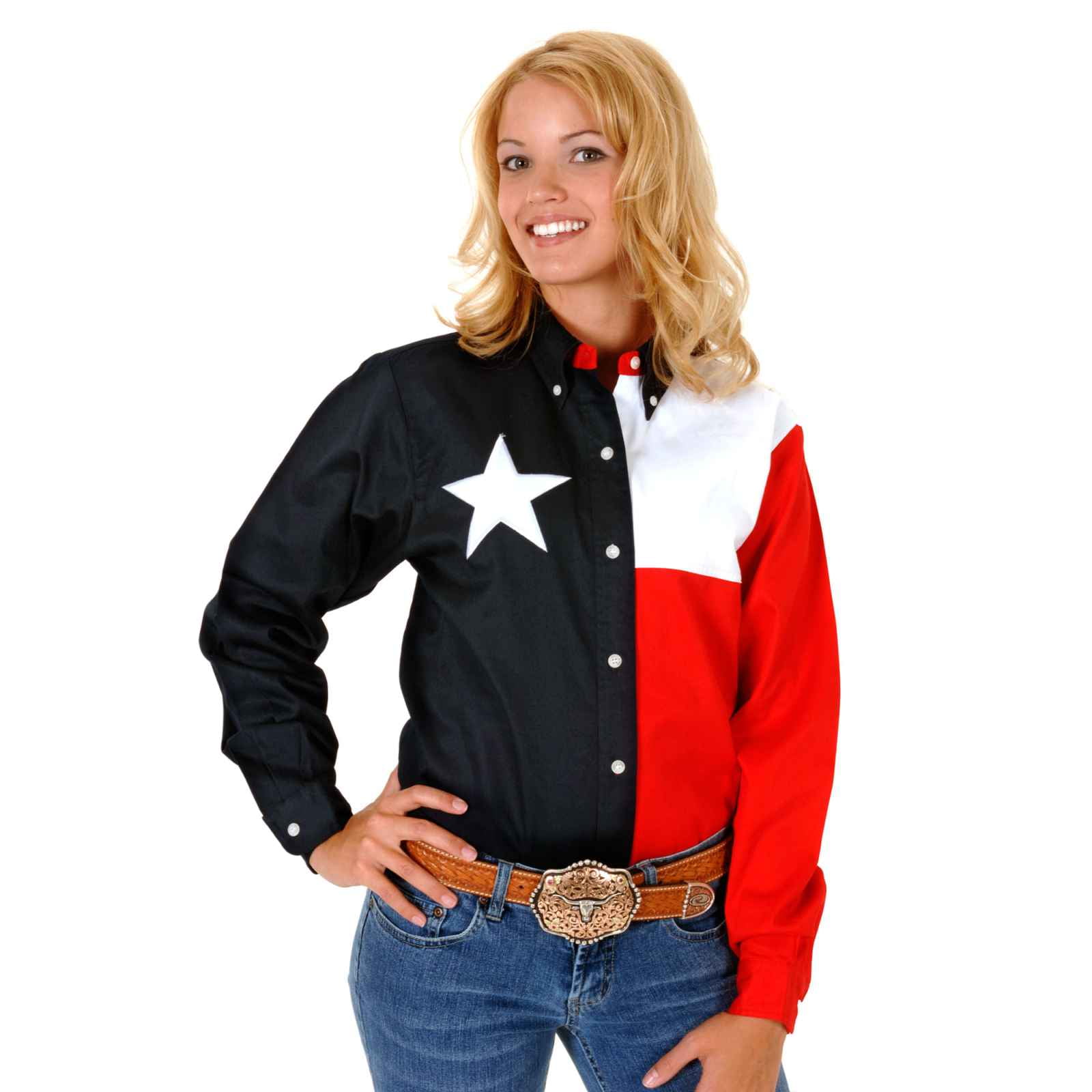 Womens Red Blue Long Sleeve Western Shirt 44203 main image 1