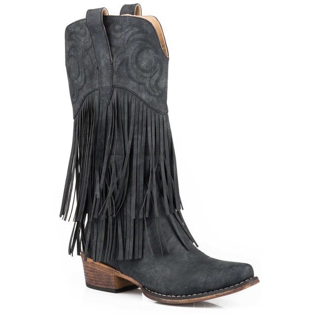 Roper Womens Rickrack Snip Toe Cowboy Mid Calf Boots