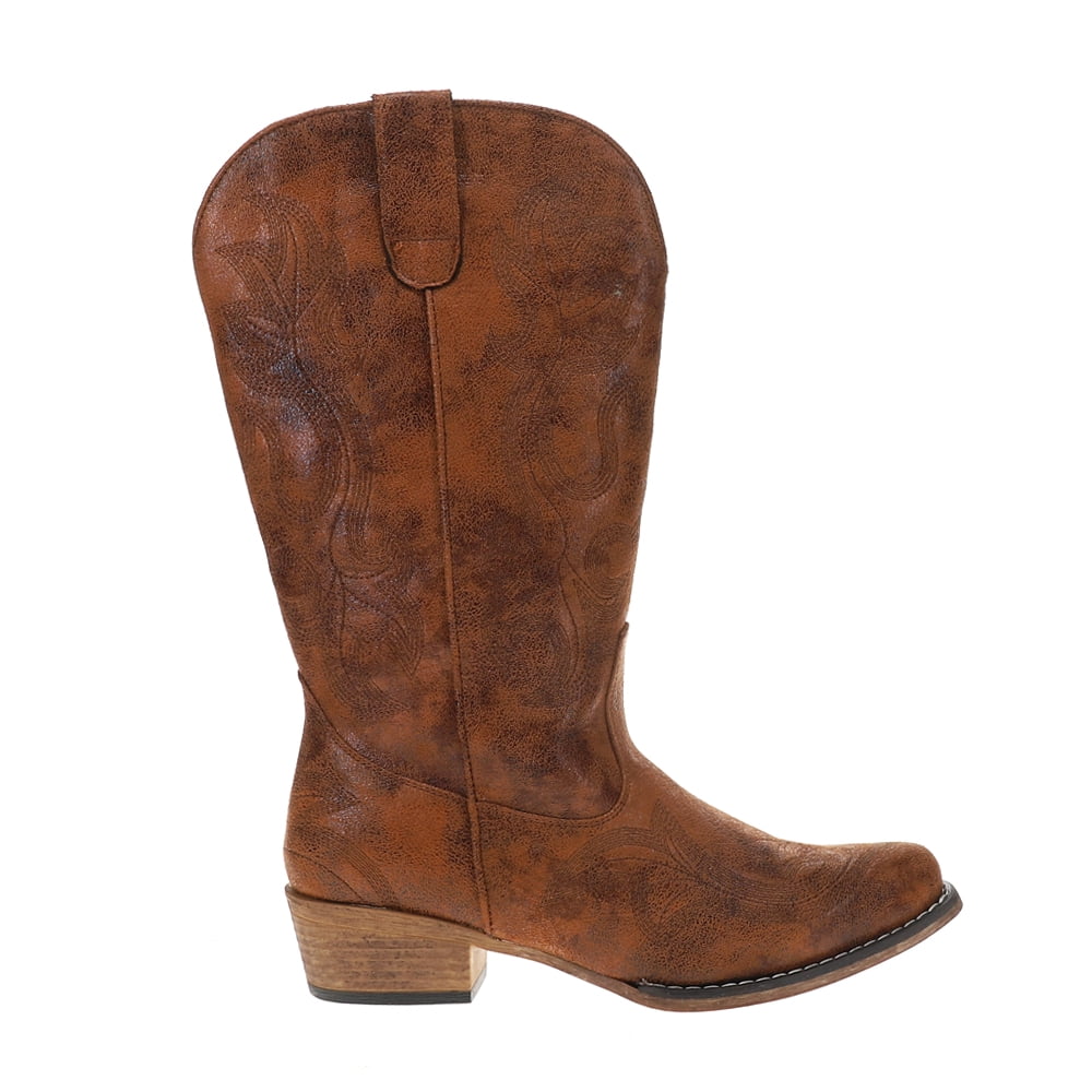 Roper Womens Riley Embroidered Snip Toe Cowboy Mid Calf Boots - Walmart.com