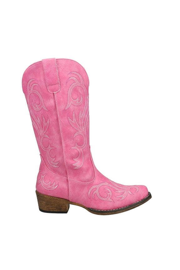 Womens Riley Embroidered Snip Toe Cowboy Mid Calf Boots