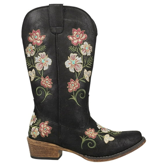Roper Womens Riley Floral Embroidery Snip Toe Cowboy Mid Calf Boots