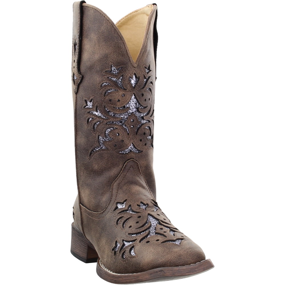 Roper Womens Riley Glitz Tooled Inlay Snip Toe Cowboy Mid Calf Boots ...