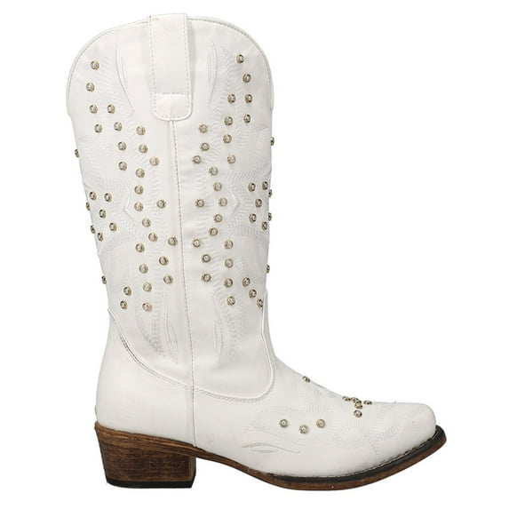 Roper Womens Riley Pearl Embroidered Snip Toe Cowboy Mid Calf Boots