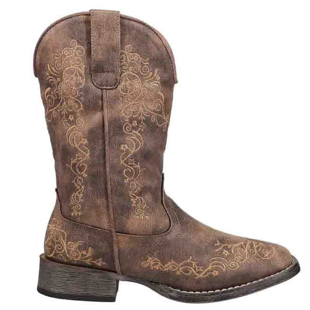 Roper Womens Riley Scroll Embroidered Square Toe Cowboy Mid Calf Boots ...