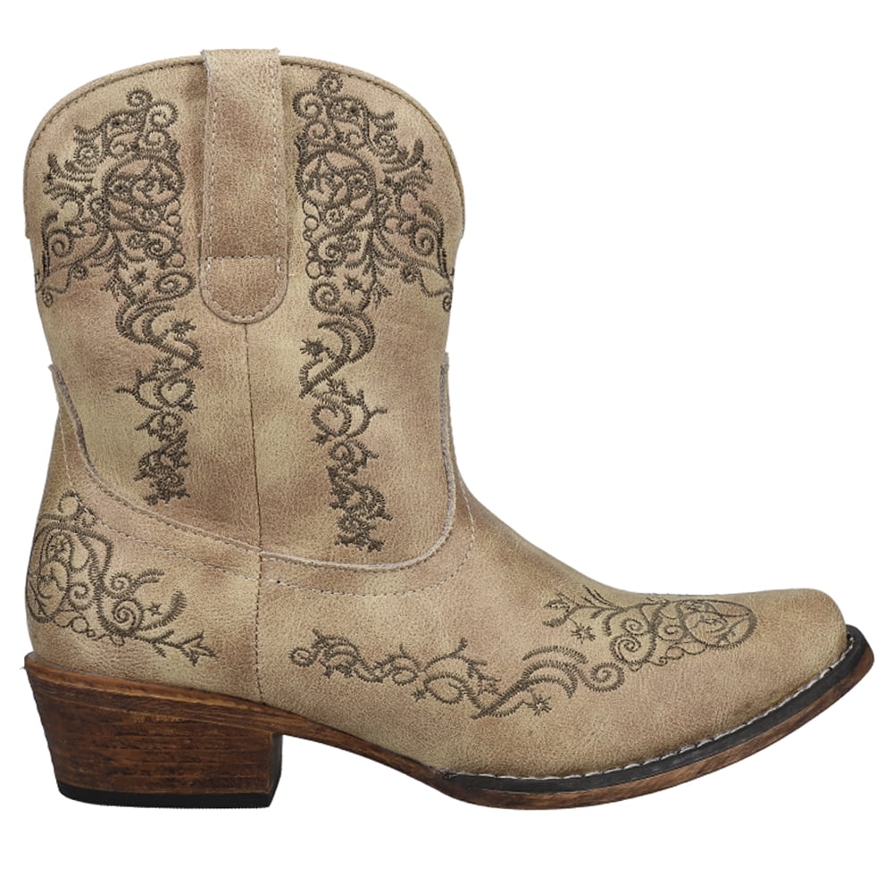 Roper Womens Riley Scroll Embroidered Snip Toe Casual Boots