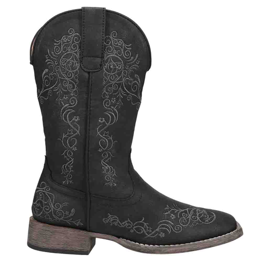 Roper Womens Riley Scroll Embroidered Snip Toe Cowboy Mid Calf Boots ...