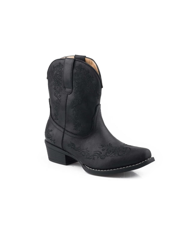 Womens Riley Shorty Scroll Embroidered Snip Toe Cowboy Ankle Boots