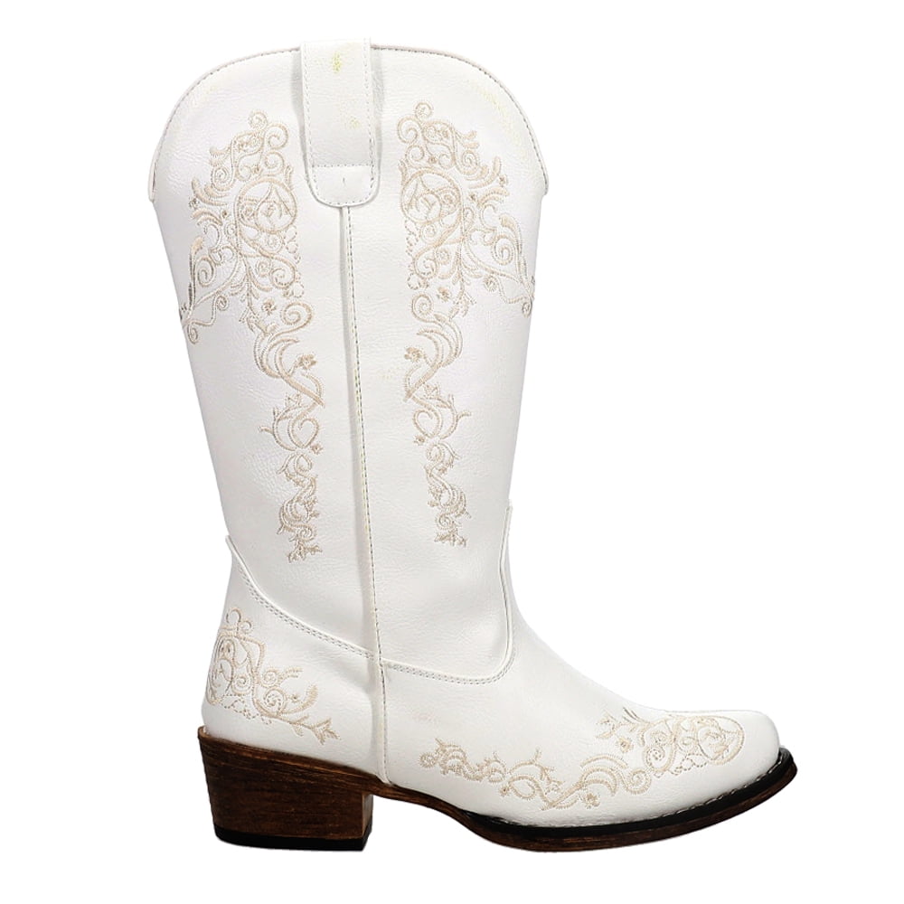 Roper Womens Riley Scroll Embroidered Snip Toe Cowboy Mid Calf Boots ...