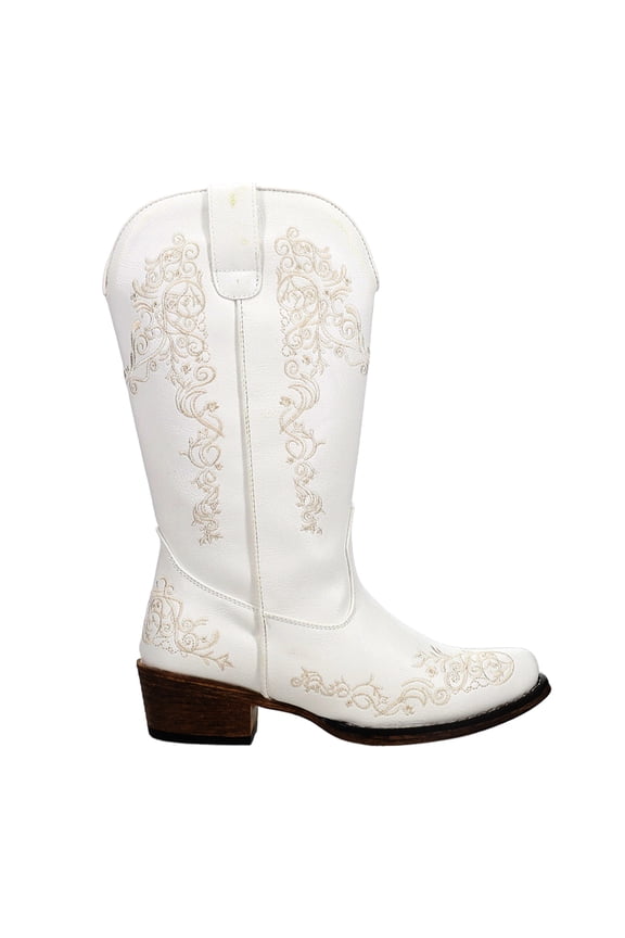 Womens Riley Scroll Embroidered Snip Toe Cowboy Mid Calf Boots