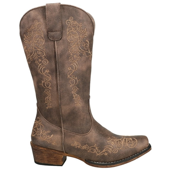 Roper Womens Riley Scroll Embroidered Snip Toe Cowboy  Mid Calf Boots