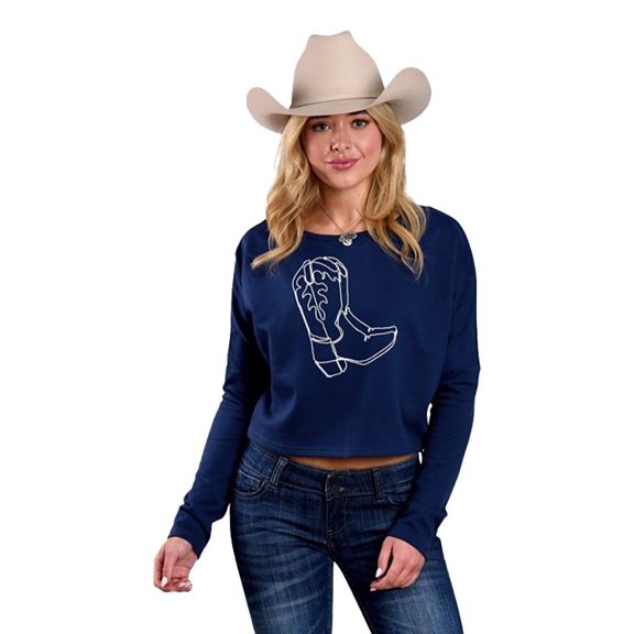 Roper Womens Roper   Boot Embroidered Sweatshirt M Navy