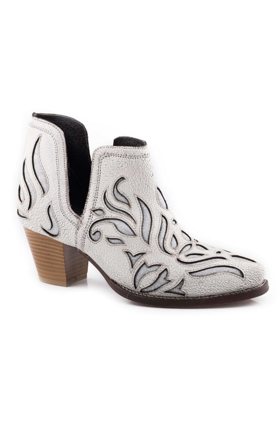 Womens Rowdy Glitz Vintage Tooled Inlay Snip Toe Cowboy Ankle Boots