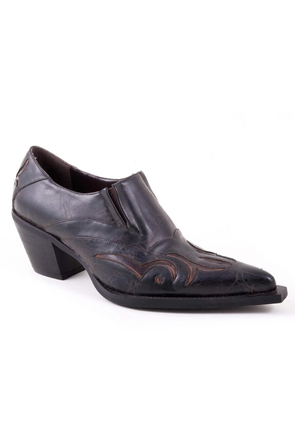 Womens Sarah TooledInlay Pointed Toe Cowboy Ankle Boots