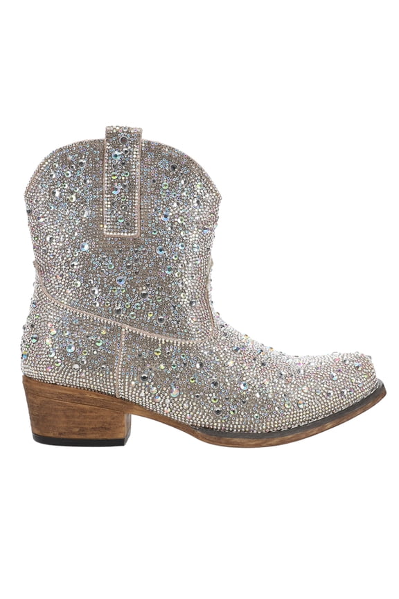 Womens Shay Jewells Rhinestone Snip Toe Cowboy Ankle Boots