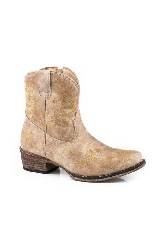 Womens Short Stuff Embroidery Snip Toe Cowboy Ankle Boots
