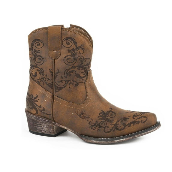Roper Womens Short Stuff Embroidery Snip Toe Cowboy Ankle Boots