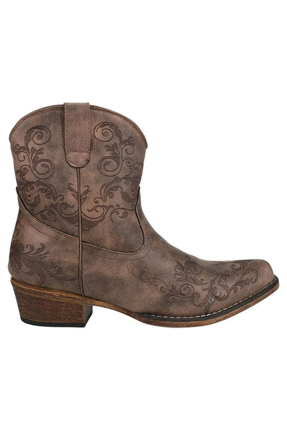 Womens Short Stuff Embroidery Snip Toe Cowboy Ankle Boots