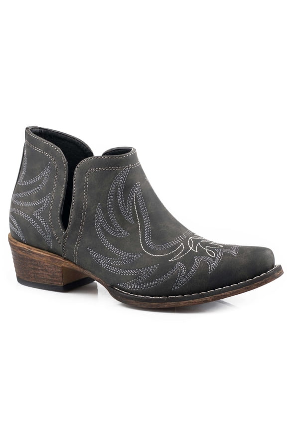 Womens Snip Toe Black Faux Leather Ankle Boot