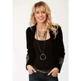 thumbnail image 1 of Roper Womens Solid Black Velvet With Embroidery Zip Front Jacket, 1 of 1