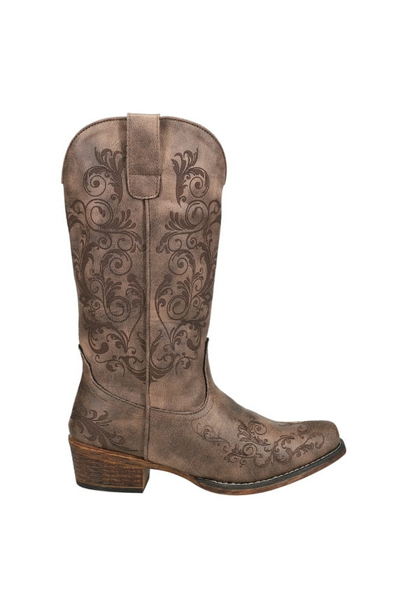 Womens Tall Stuff Embroidery Snip Toe Cowboy Mid Calf Boots