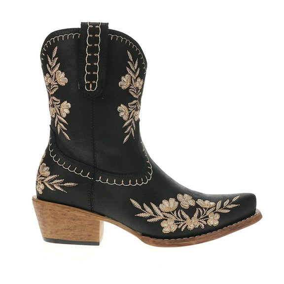 Roper Womens Wynona Floral Embroidered Snip Toe Cowboy  Ankle Boots
