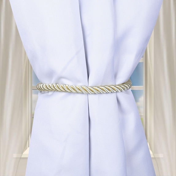 Ropes Tie Backs for Window Curtain Cord Buckle Tiebacks Braided Tie Backs Storage Case,Beige,Polyester