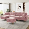 thumbnail image 1 of Rophefx 114" Convertible L-Shaped Sectional Sofa with Chaise Lounge, Ottoman and Pillows, 1 of 10