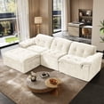 thumbnail image 1 of Rophefx 118" Oversized Modular Sectional Sofa,Large Modern Cloud Sectional Couch with Ottoman,Chenille 4 Seat Sofa Set,L-Shape Couch for Living Room,Apartments,No Assembly Required,Beige, 1 of 6