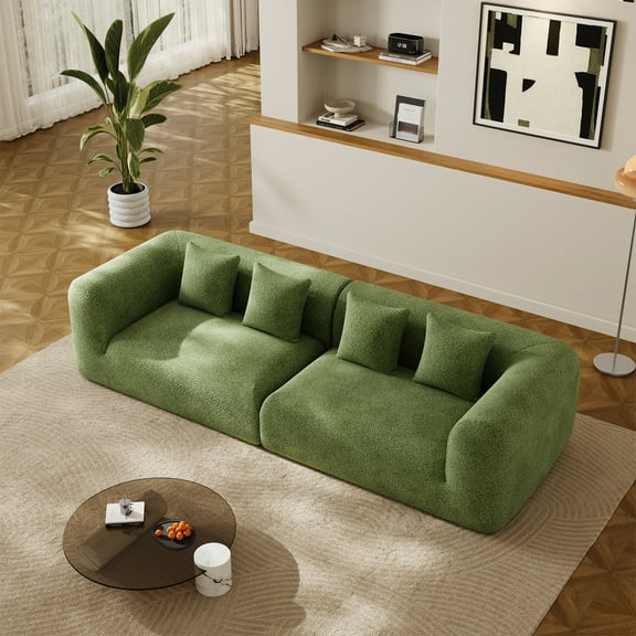 Rophefx 120" Oversized Couch for Living Room,Cozy Chenille Sectional Sofa with Deep Seat,Compression Sofa No Assembly,Green