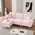 thumbnail image 1 of Rophefx 88.5" Sectional Couches for Living Room,3-Seat L-Shaped Sofa,Upholstered Velvet Fabric with Ottoman,Pink, 1 of 9