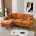 thumbnail image 1 of Rophefx 88.5" Sectional Couches for Living Room,3-Seat L-Shaped Sofa,Upholstered Velvet Fabric with Ottoman,Orange, 1 of 9