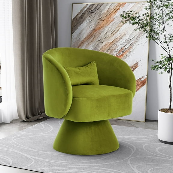 Rophefx 360-Degree Modern Velvet Swivel Accent Barrel Chair