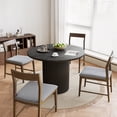 thumbnail image 1 of Rophefx 41.7" Solid Wood Round Dining Table with Handcrafted Relief Pedestal,Circle Dining Table,Black, 1 of 9