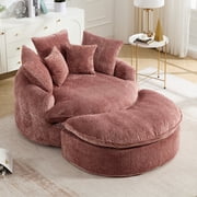 Rophefx 54.3 Chaise Lounge Indoor,Boneless Cloud Couch Sofa with Deep Seat,Lounge Chair with Ottoman for Living Room,No Assembly,Red