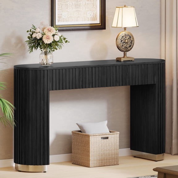 Rophefx 54" Entryway Table Long Console Table,Wood Farmhouse Storage Entryway Accent Table with Thickened Tabletop,2 Drawers,Sofa Table for Living Room, Hallway Foyer, Entrance, Foyer,Bedroom,Black