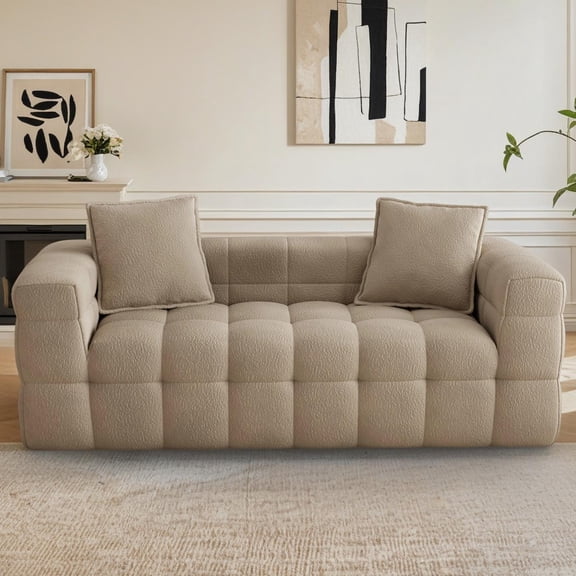 Rophefx 66.5" Modern Upholstered Cloud Couch, Chenille 2 Seater Deep Seat Loveseat, Compression Sofa, No Assembly Required
